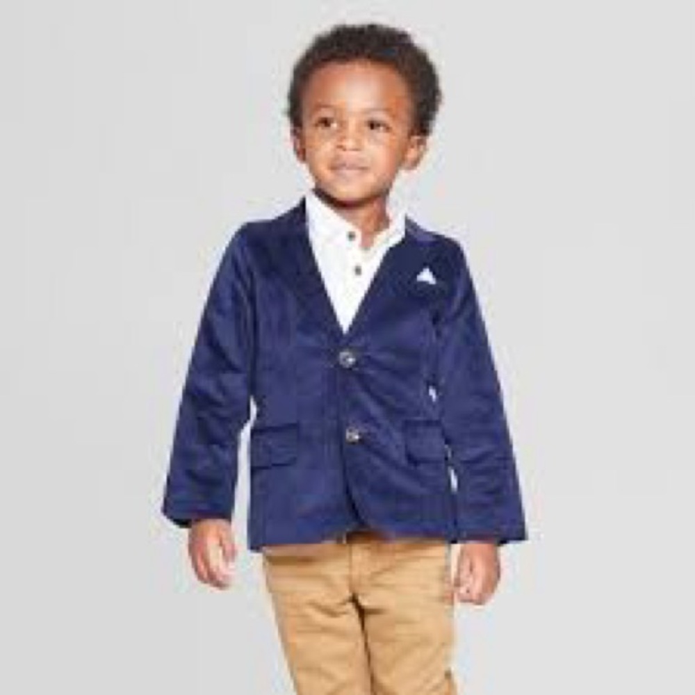 Cat & Jack Blue Velvet Blazer Jacket, Holiday, Formal, 2T
